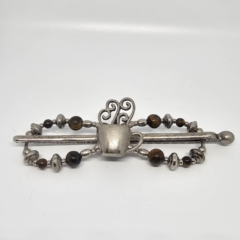 Lila Rose Medium Silver Coffee Cup Hair Flexi with Beaded Design